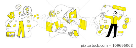 Innovative ideas vector illustration. Discovery transforms into opportunities in crucible innovative thinking Progress flourishes where intelligence and innovative ideas intersect Innovative ideas 109696068