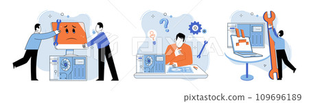 Technical support. Vector illustration. Technical support professionals are dedicated to serving customers and resolving their queries The technical support concept emphasizes significance timely 109696189