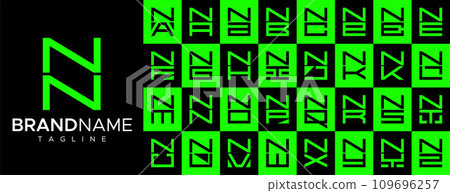 Simple square letter N NN logo design set Simple square letter N NN logo design set 109696257