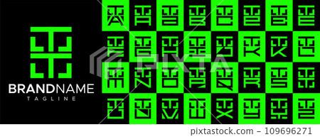 Simple square letter T TT logo design set 109696271