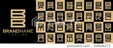Simple square letter B BB logo design set. 109696272
