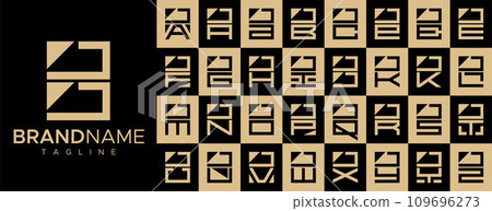 Simple square letter J JJ logo design set 109696273