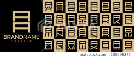 Simple square letter A AA logo design set 109696275