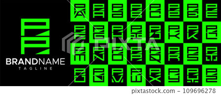 Simple square letter P PP logo design set Simple square letter P PP logo design set 109696278