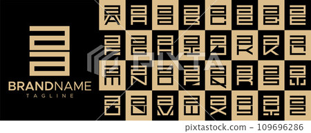 Square letter A AA logo design set Square letter A AA logo design set 109696286