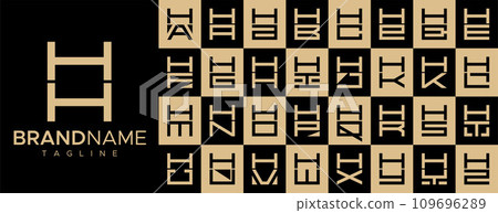 Simple square letter H HH logo design set 109696289
