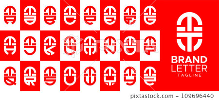 Minimalist capsule letter T TT logo design set. 109696440