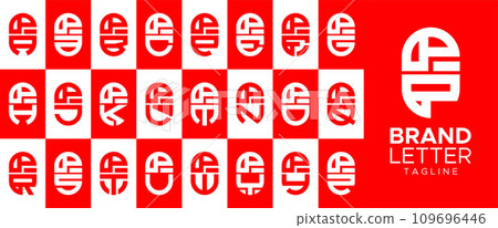 Minimalist capsule letter P PP logo design set 109696446