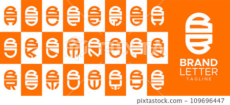 Minimalist capsule letter B BB logo design set 109696447