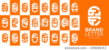 Minimalist capsule letter F FF logo design set. Minimalist capsule letter F FF logo design set. 109696451