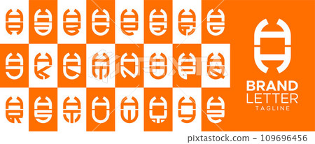 Minimalist capsule letter H HH logo design set 109696456