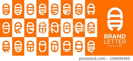 Minimalist capsule letter A AA logo design set. 109696460