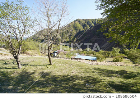 Matsuki Valley middle area, Ashio Town, wide riverbed, buildings, and rest area May 2, 2023 109696504