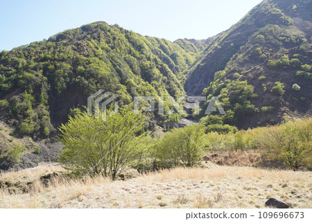 足尾町松木谷下游、寬闊的河床和右岸，2023 年 5 月 2 日 109696673