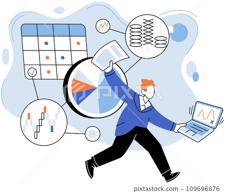 Business operations vector illustration. Plans, guiding stars illuminating path well-organized business operations Progress, road leading to destination evolving and dynamic business operations 109696876