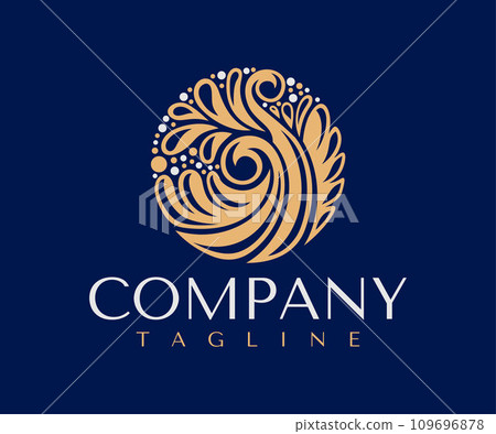 Deluxe decorative flower circle logo design. 109696878