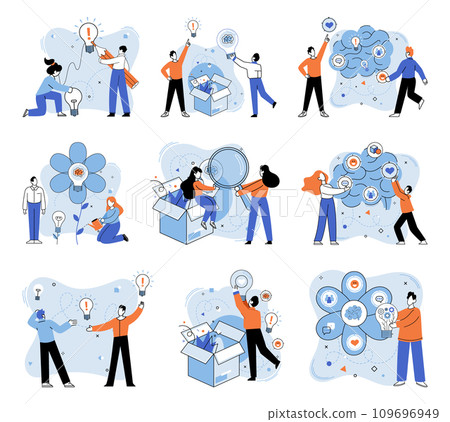 Innovative mindset vector illustration. Motivation is flame lights torch progress in innovative journey Invention is tapestry woven with threads innovative mindset Knowledge is foundation upon which 109696949