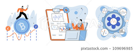 Crypto market. Vector illustration. Money can be seamlessly transferred through crypto payments, revolutionizing traditional finance Strategic investments in cryptocurrencies can yield significant Crypto market. Vector illustration. Money can be seamlessly transferred through crypto payments, revolutionizing traditional finance Strategic investments in cryptocurrencies can yield significant 109696985