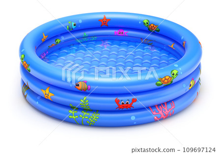 Round kid inflatable pool on white background - 3D illustration 109697124