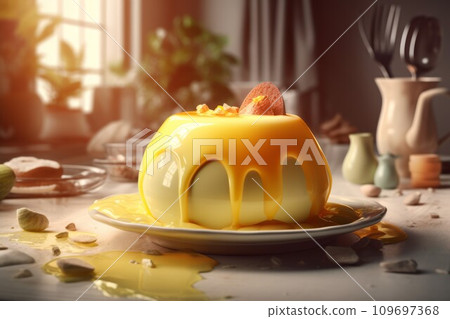 Creamy custard pudding. Food dessert. Generate AI Creamy custard pudding. Food dessert. Generate AI 109697368