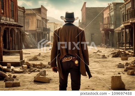 Cowboy wild west desert. Nature montana town. Generate Ai Cowboy wild west desert. Nature montana town. Generate Ai 109697488