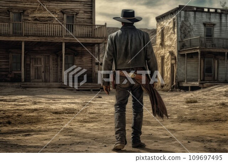 Cowboy wild west buildings. Saloon retro real. Generate Ai Cowboy wild west buildings. Saloon retro real. Generate Ai 109697495