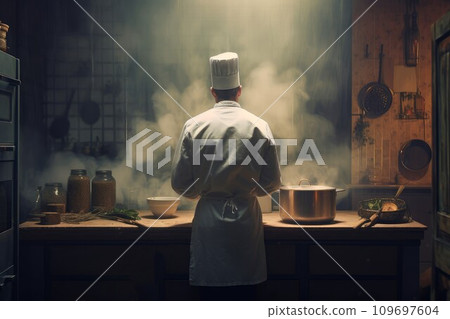 Cook man person kitchen. Healthy culinary. Generate Ai Cook man person kitchen. Healthy culinary. Generate Ai 109697604