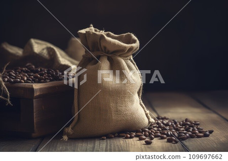 Coffee beans bag. Arabica grain. Generate Ai 109697662