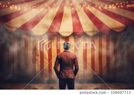 Circus tent arena performer smoke show. Poster model. Generate Ai 109697713
