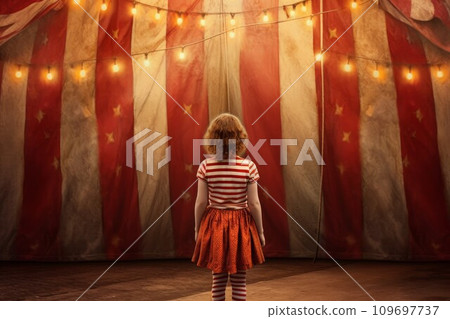Circus tent arena performer girl. Rope show. Generate Ai 109697737