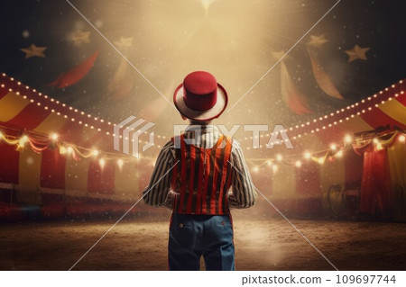 Circus tent arena performer. Carnival fun show. Generate Ai Circus tent arena performer. Carnival fun show. Generate Ai 109697744