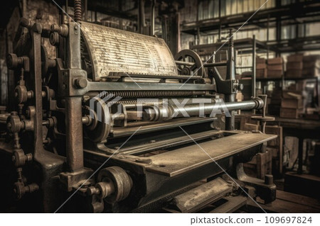 Book press machine print. Retro antique. Generate Ai Book press machine print. Retro antique. Generate Ai 109697824