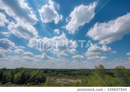 Blue sky clouds landscape. Nature air beauty. Generate Ai 109697844
