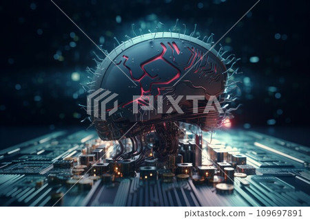 Analysis concept brain. Ai futuristic network. Generate Ai 109697891