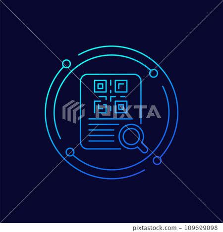 document with qr code icon, linear design document with qr code icon, linear design 109699098