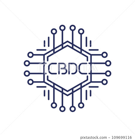 CBDC line icon, central bank digital currency 109699116
