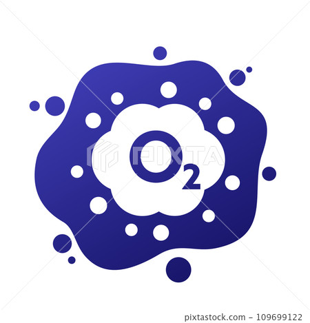 oxygen gas, O2 icon with a cloud oxygen gas, O2 icon with a cloud 109699122
