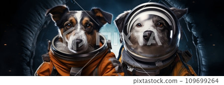 Dogs astronauts in spacesuits 109699264