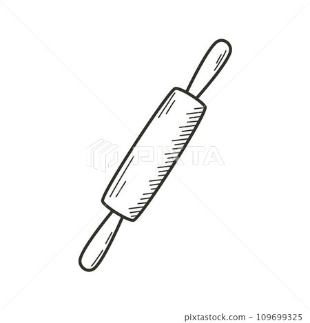 Culinary rolling pin for rolling out dough doodle sketch style Culinary rolling pin for rolling out dough doodle sketch style 109699325
