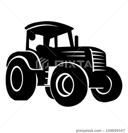 Tractor black illustration on white backround 109699347