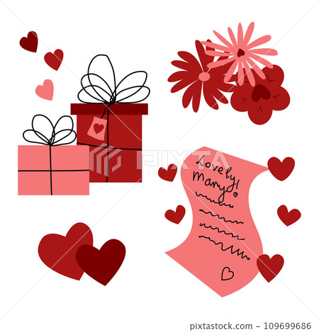 A set of Valentine's day items. Vector illustration with a set of objects. Vector illustration 109699686