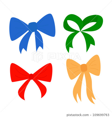 Colorful Ribbon Bow as Decorative Knot Vector Set. Vector illustration 109699763