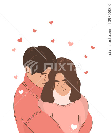 Young couple in pink clothes hugging. Love is in the air Young couple in pink clothes hugging. Love is in the air 109700008