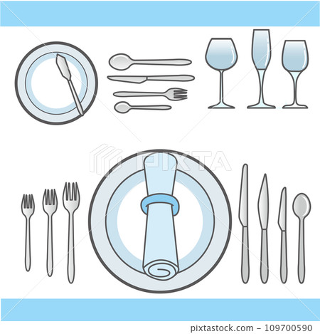 Western cuisine table setting Blew Western cuisine table setting Blew 109700590