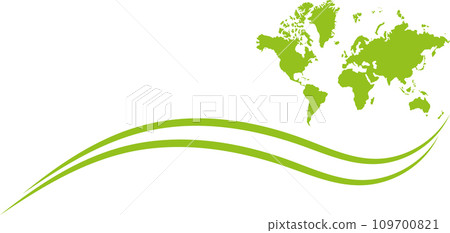 Earth in green, earth map and waves, ecology, background 109700821