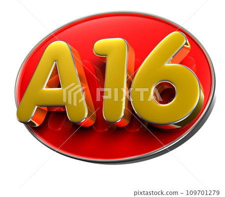 A16 gold on red circle. 109701279