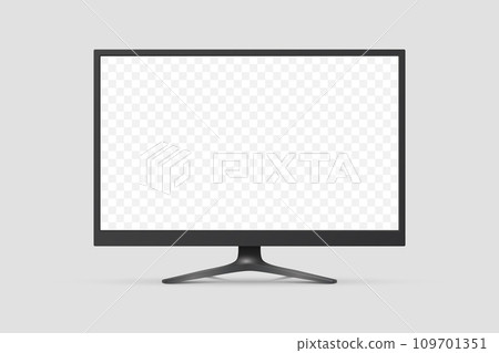 Vector 3d Realistic Modern TV Screen. Minimalistic Stylish Lcd Panel, Led TV Frame. Large Computer Monitor Display Design for Mockup. Blank Television Template. Catalog, Web Site Concept. Front View 109701351