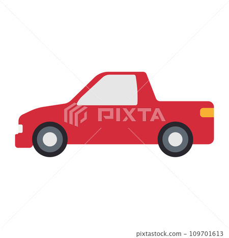 Red pickup side view icon on white background 109701613