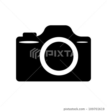 Camera black icon on white background 109701619