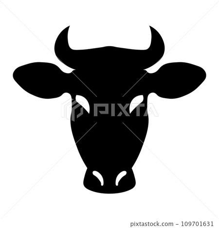 Cow head vector black icon on white background 109701631
